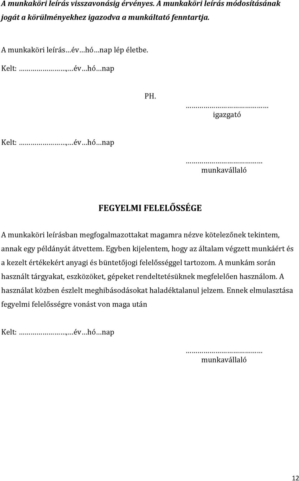 MUNKAKÖRI LEÍRÁSMINTÁK - PDF Ingyenes letöltés