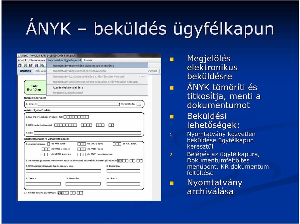 Nyomtatvány közvetlen k beküld ldése ügyfélkapun keresztül 2.