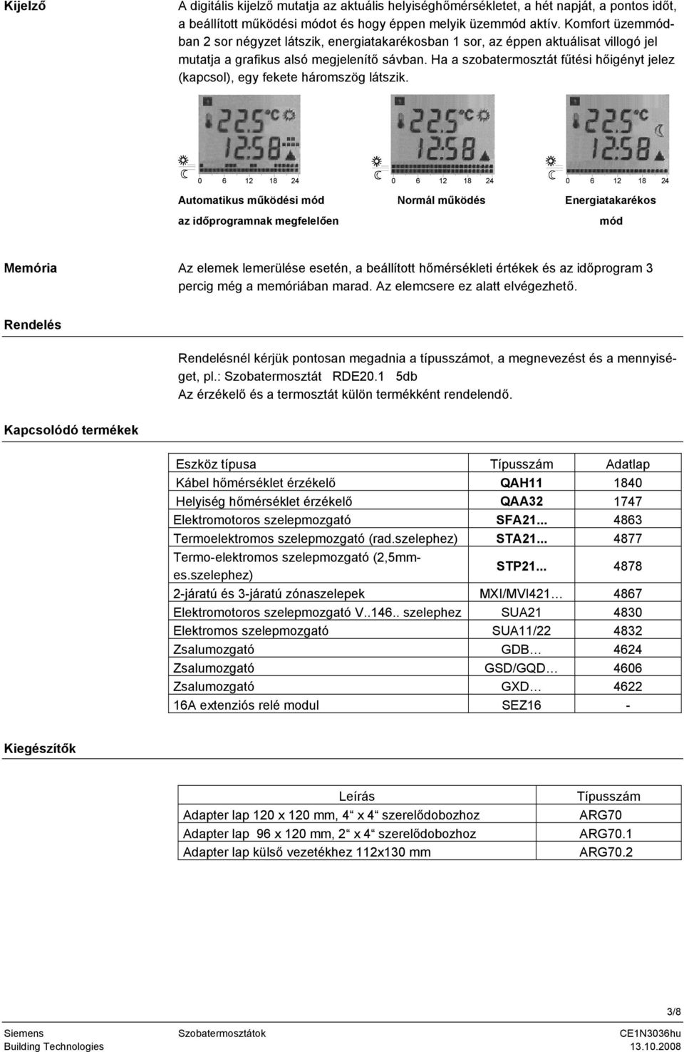 Ha a szobatermosztát fűtési hőigényt jelez (kapcsol), egy fekete háromszög látszik.