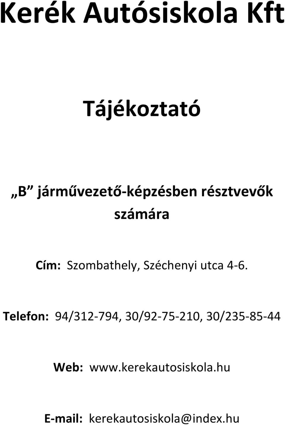 Kerék Autósiskola Kft - PDF Free Download