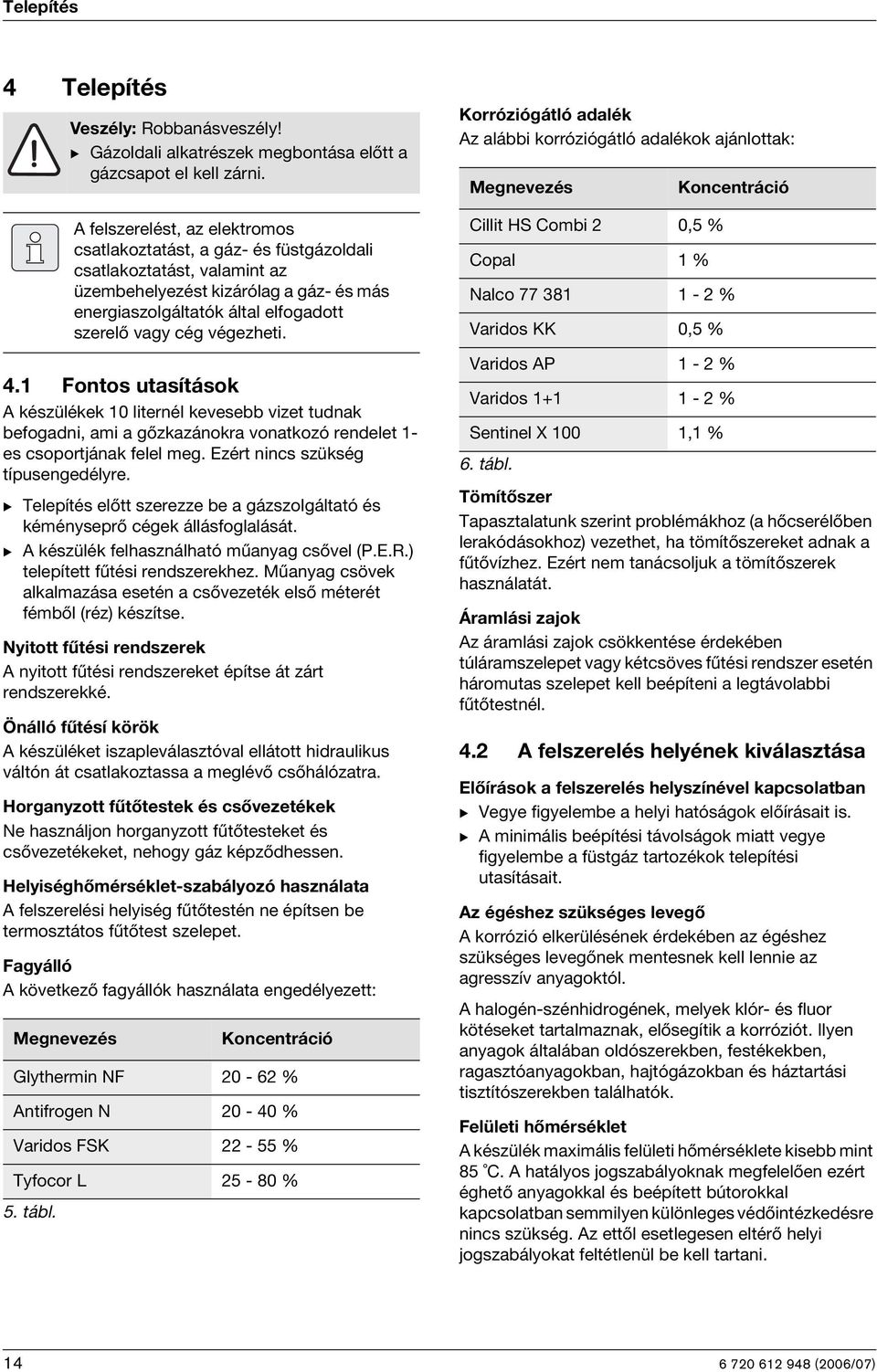 ) telepített fűtési rendszerekhez. Műanyag csövek alkalmazása esetén a csővezeték első méterét fémből (réz) készítse.