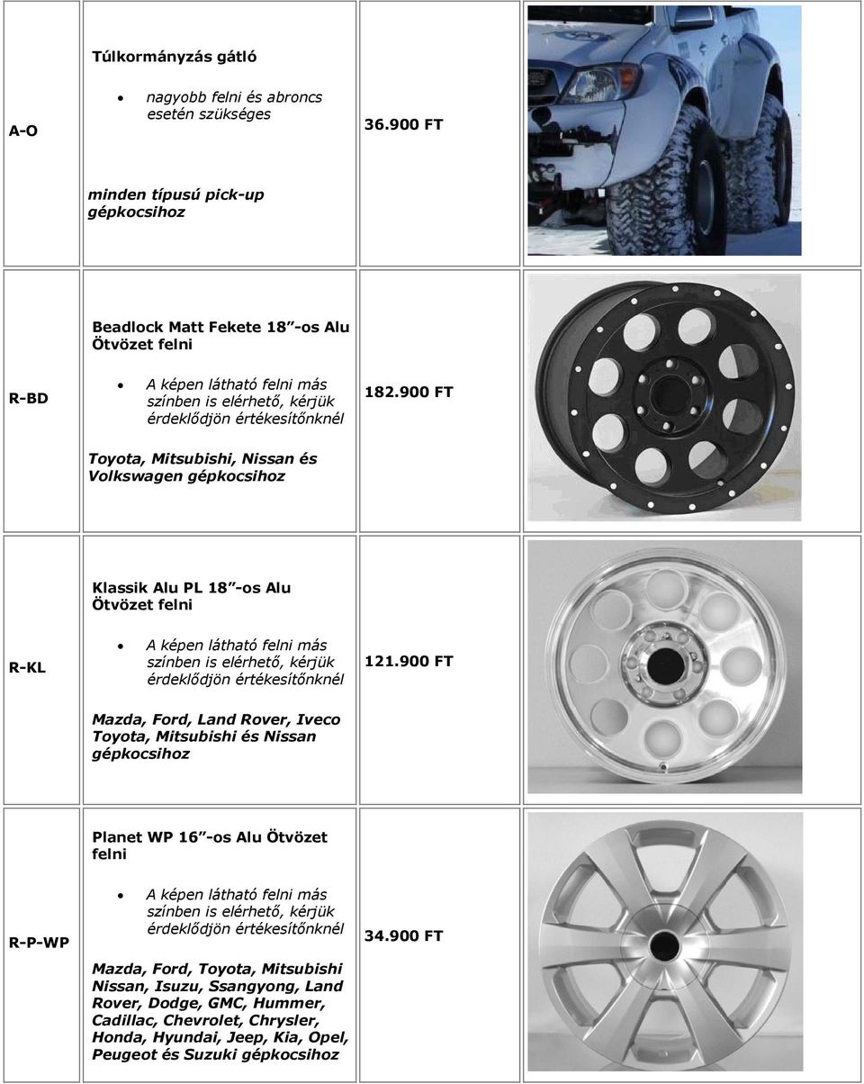 900 FT Toyota, Mitsubishi, Nissan és Volkswagen Klassik Alu PL 18 -os Alu Ötvözet felni R-KL A képen látható felni más színben is elérhető, kérjük érdeklődjön értékesítőnknél 121.