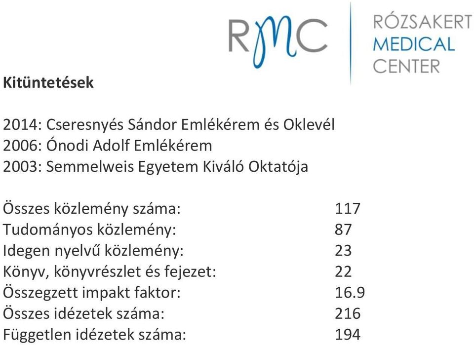 Tudományos közlemény: 87 Idegen nyelvű közlemény: 23 Könyv, könyvrészlet és