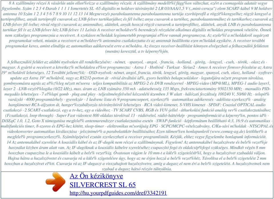 Megnevezés parabolaantenna parabolaantenna tartója szorítóprofil a rögzít%kengyelhez rögzít kengyel a tartóprofilhoz, anyák tartóprofil csavarok az LNB-felvev tartókarjához és fél ívéhez anya