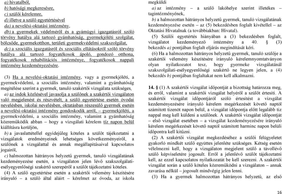 alá tartozó fogyatékosok ápoló, gondozó otthona, fogyatékosok rehabilitációs intézménye, fogyatékosok nappali intézmény kezdeményezésére.