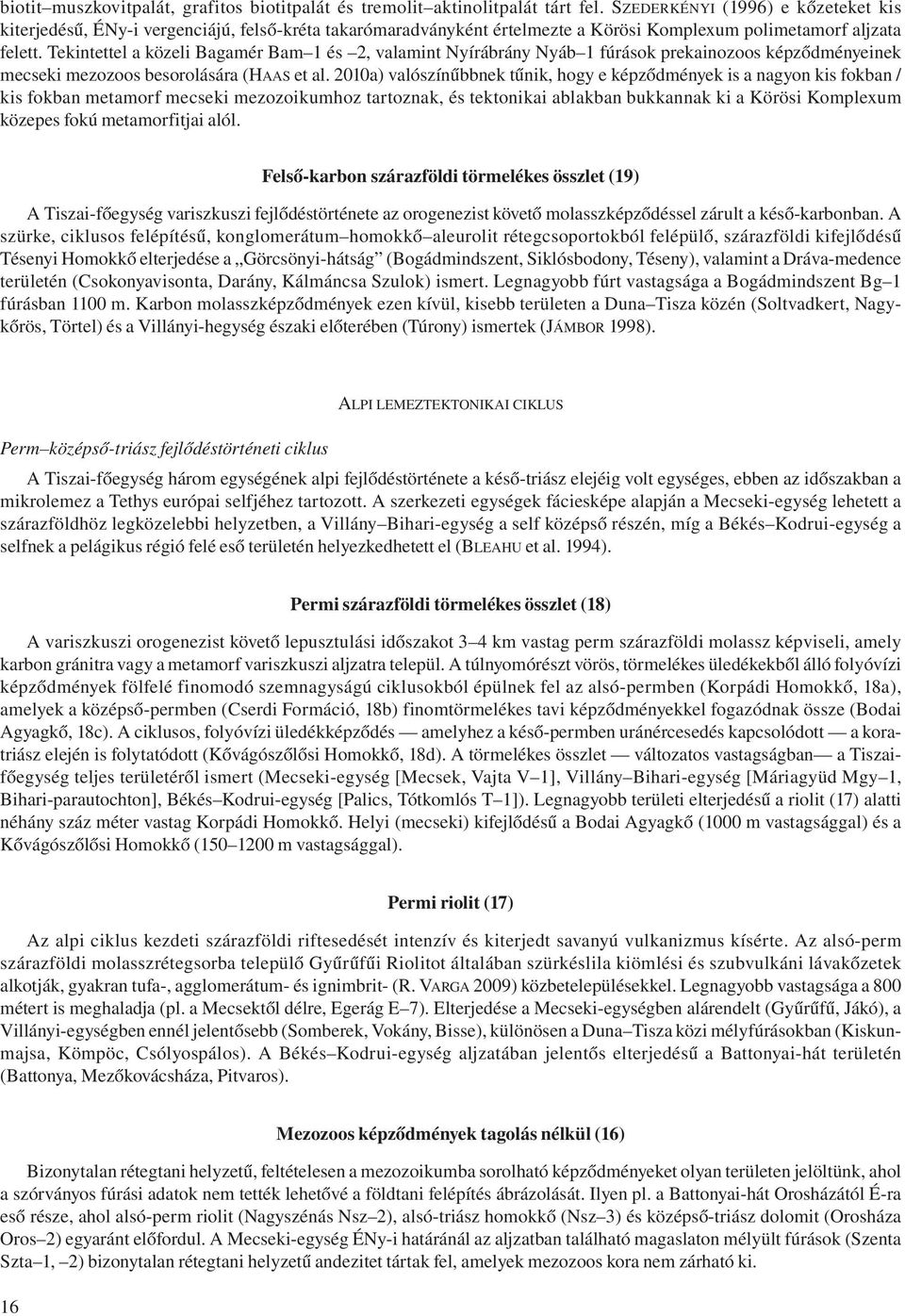 Tekintettel a közeli Bagamér Bam 1 és 2, valamint Nyírábrány Nyáb 1 fúrások prekainozoos képződményeinek mecseki mezozoos besorolására (HAAS et al.