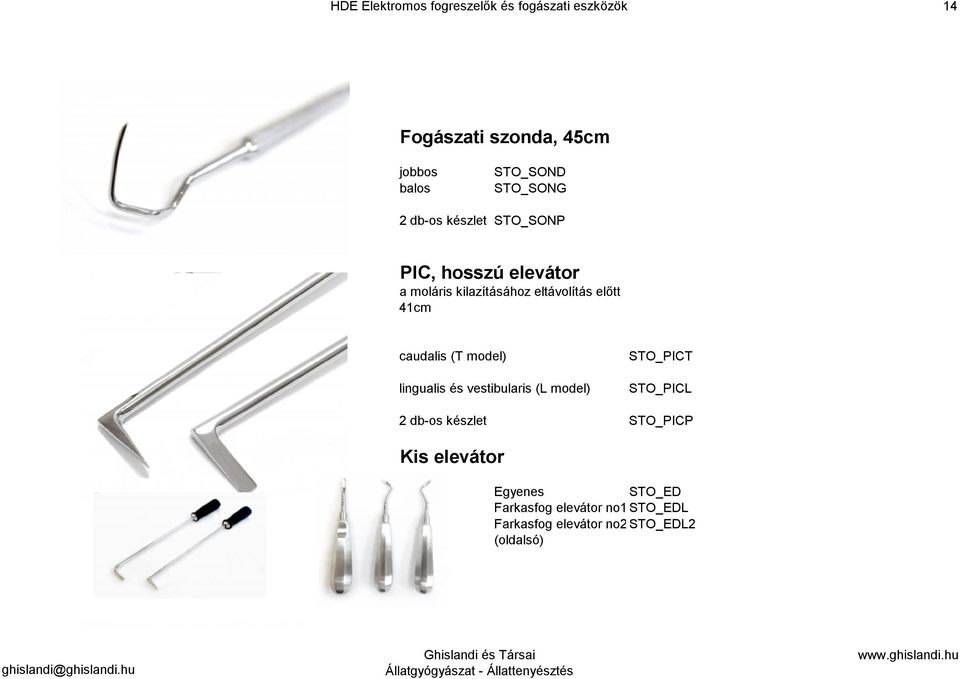 41cm caudalis (T model) lingualis és vestibularis (L model) STO_PICT STO_PICL 2 db-os készlet