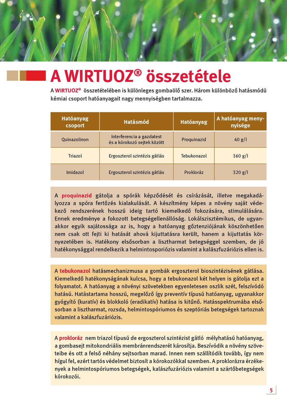 g/l Imidazol Ergoszterol szintézis gátlás Prokloráz 320 g/l A proquinazid gátolja a spórák képződését és csírázását, illetve megakadályozza a spóra fertőzés kialakulását.