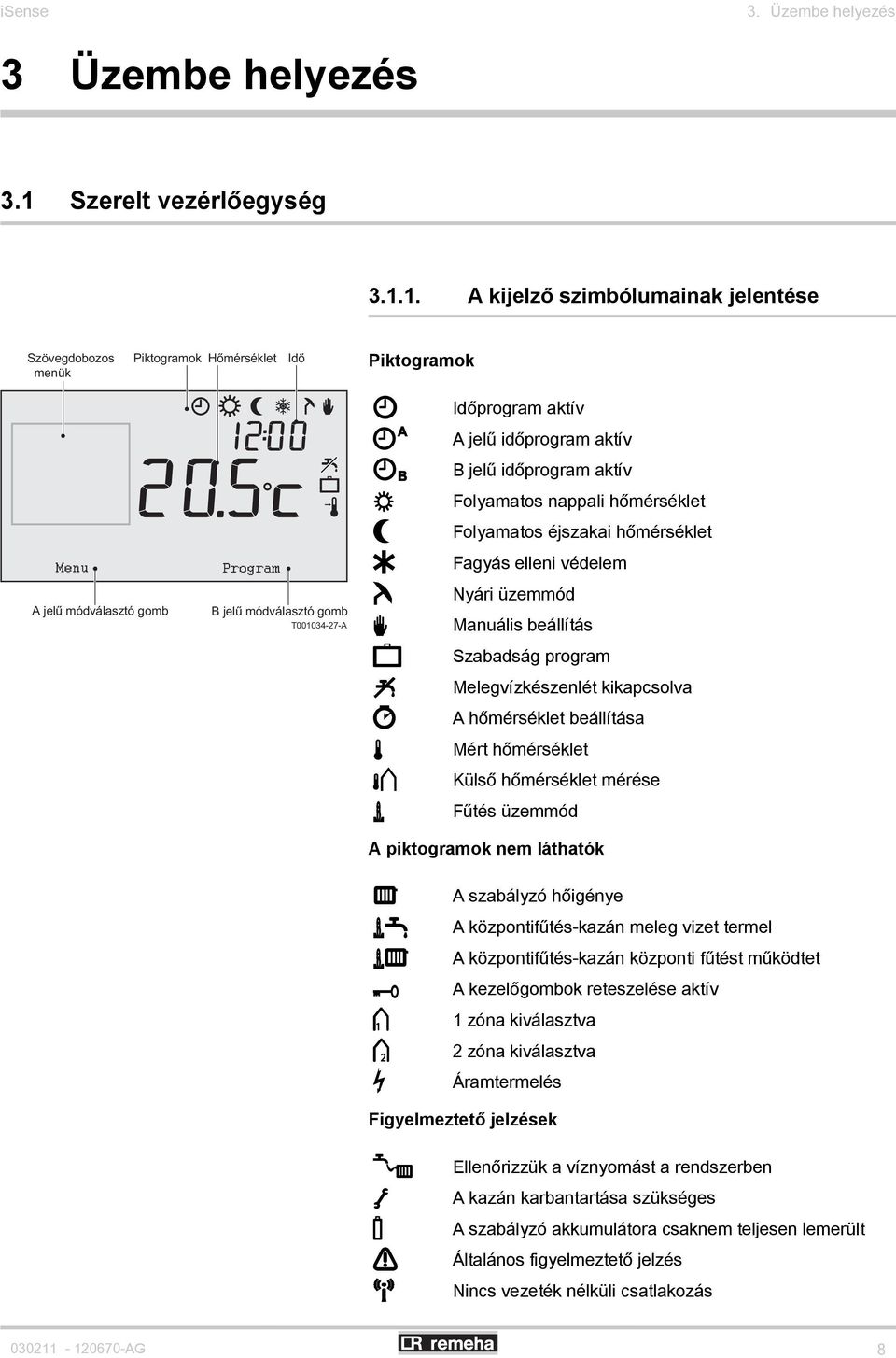 Digitális időkapcsolós termosztát. isense. Üzembehelyezési és karbantartási  kézikönyv AG - PDF Ingyenes letöltés