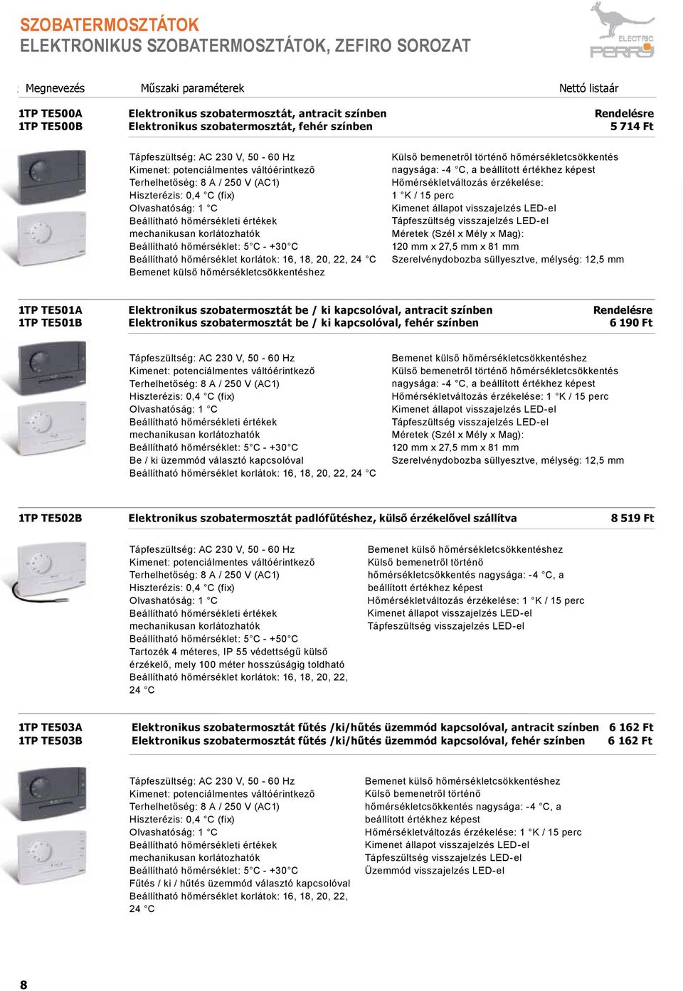 hőmérsékletcsökkentéshez Külső bemenetről történő hőmérsékletcsökkentés nagysága: -4 C, a beállított értékhez képest Hőmérsékletváltozás érzékelése: 1 K / 15 perc Kimenet állapot visszajelzés LED-el