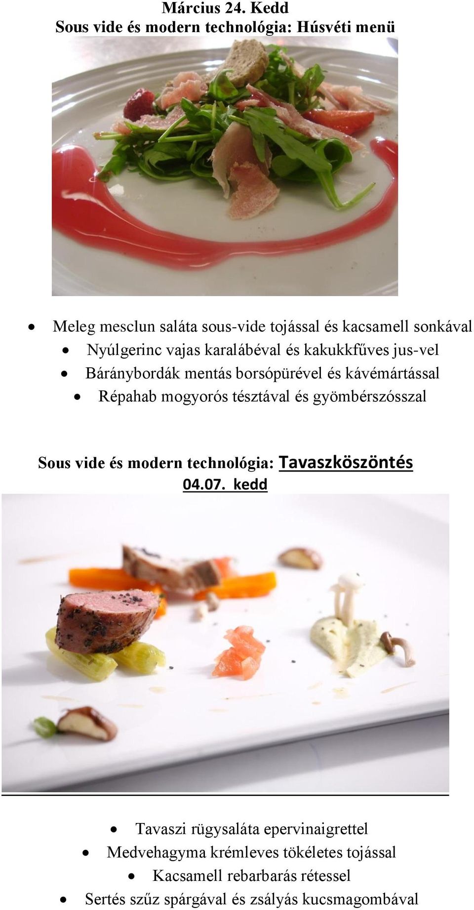 Sous-Vide és új konyhatechnológiák tematika és időpontok - PDF Ingyenes  letöltés