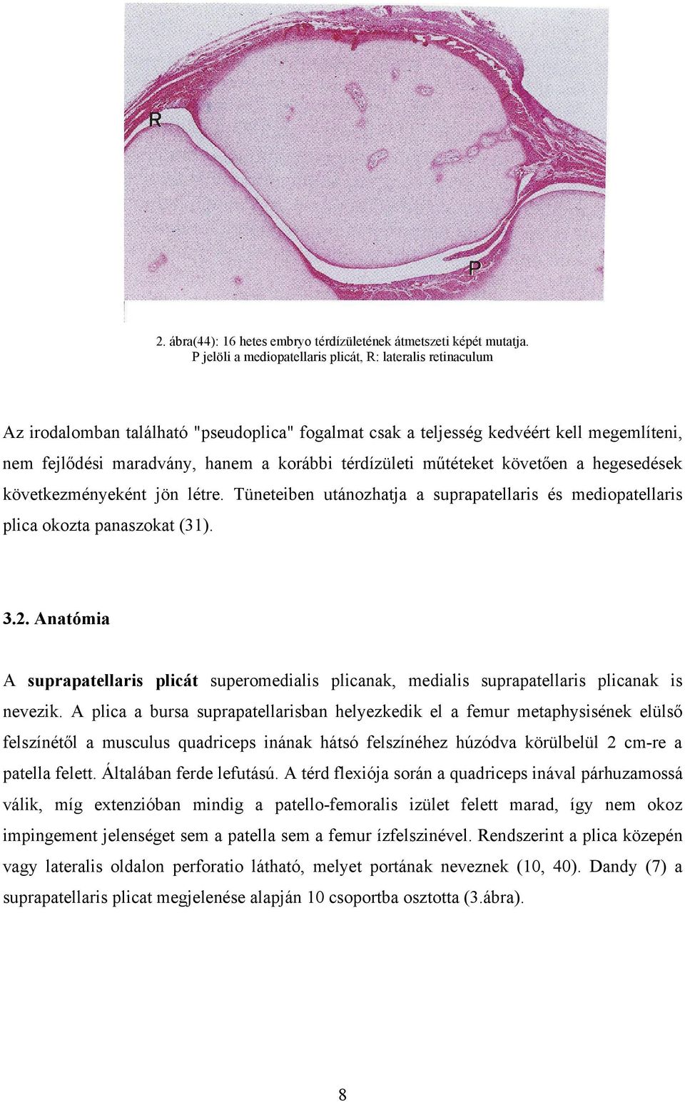 térdízületi m téteket követ en a hegesedések következményeként jön létre. Tüneteiben utánozhatja a suprapatellaris és mediopatellaris plica okozta panaszokat (31). 3.2.