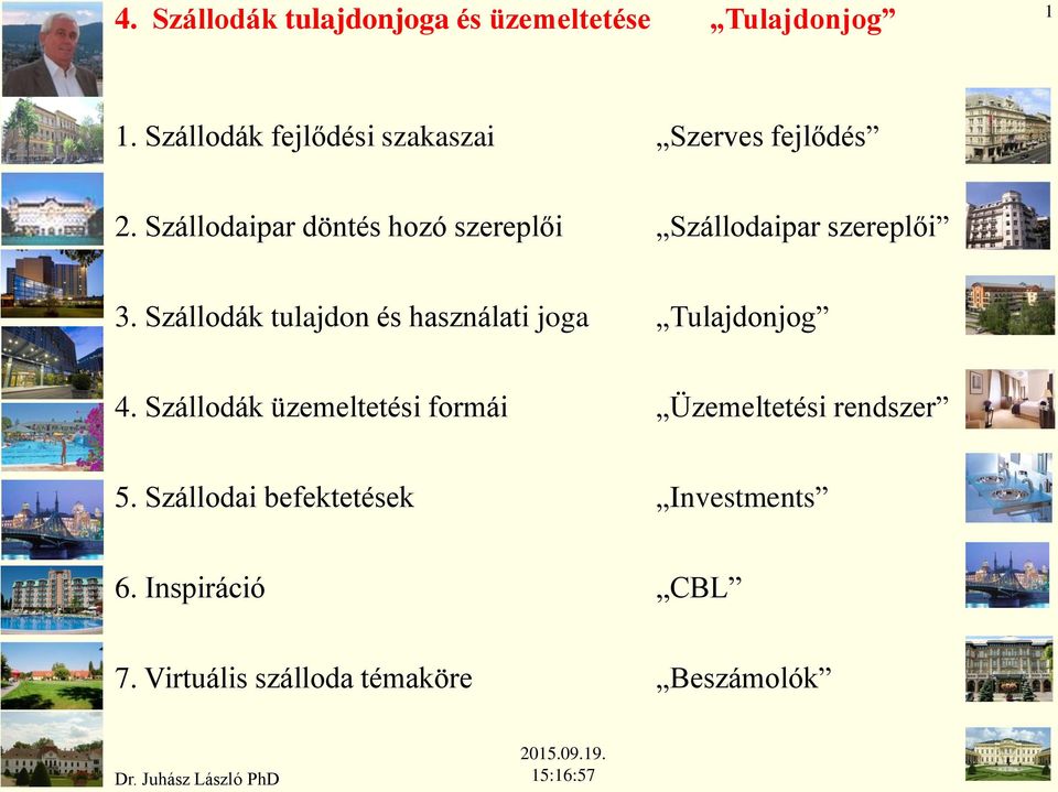 Szállodaipar döntés hozó szereplői Szállodaipar szereplői 3.