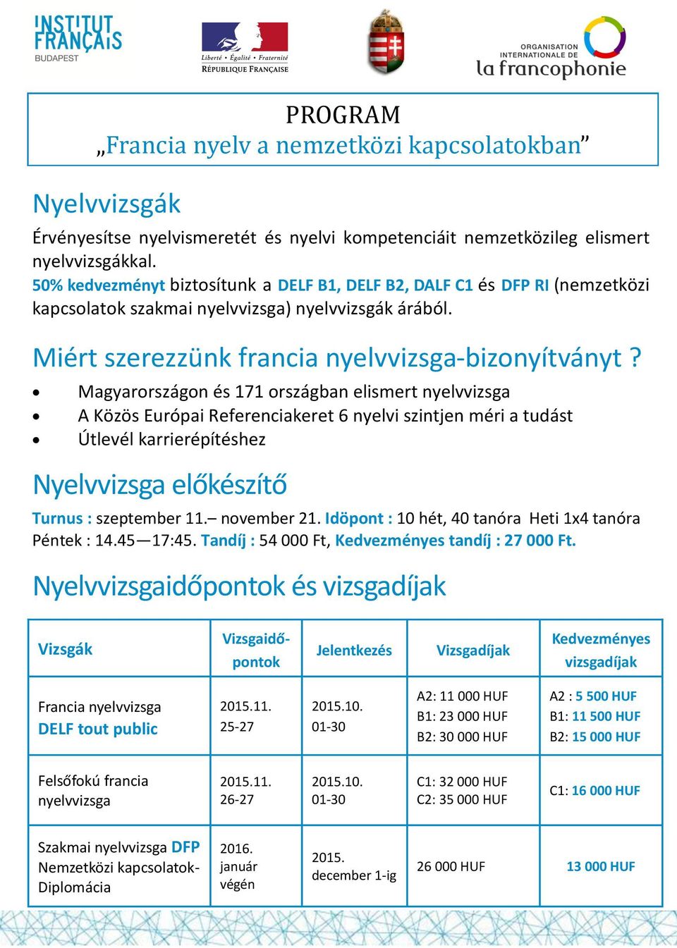 Magyarországon és 171 országban elismert nyelvvizsga A Közös Európai Referenciakeret 6 nyelvi szintjen méri a tudást Útlevél karrierépítéshez Nyelvvizsga előkészítő Turnus : szeptember 11.