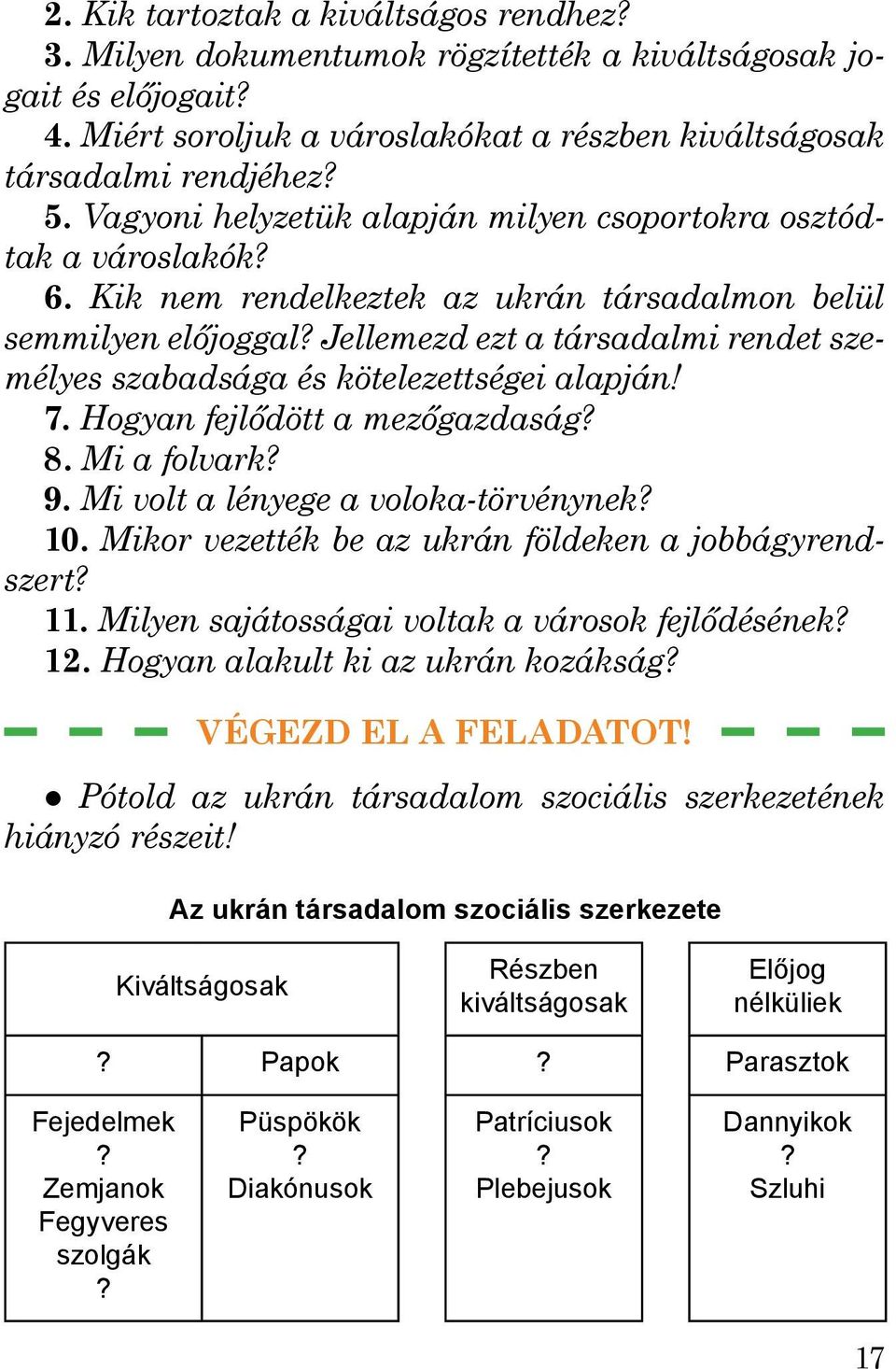 Jellemezd ezt a társadalmi rendet személyes szabadsága és kötelezettségei alapján! 7. Hogyan fejlődött a mezőgazdaság? 8. Mi a folvark? 9. Mi volt a lényege a voloka-törvénynek? 10.