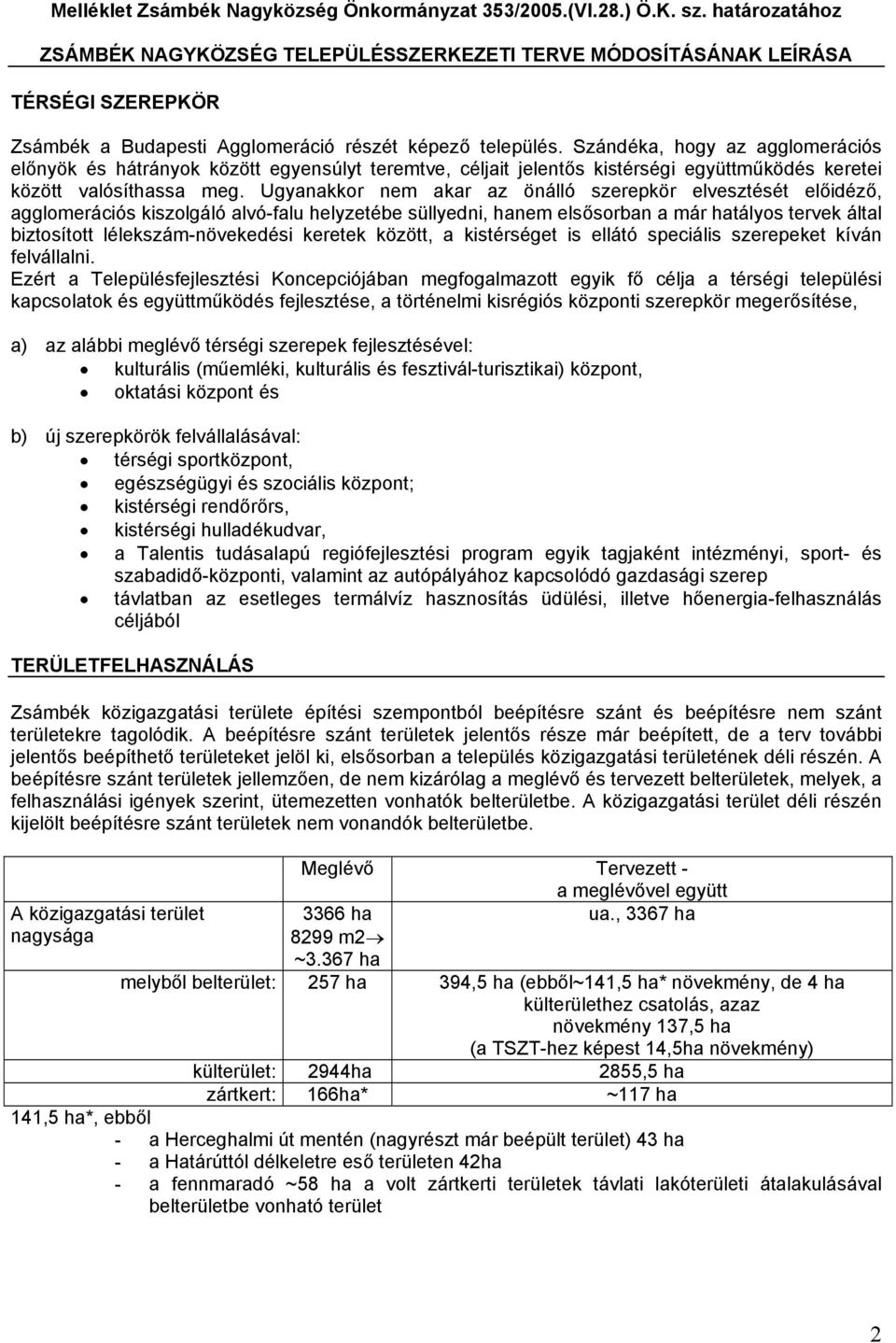 Szándéka, hogy az agglomerációs előnyök és hátrányok között egyensúlyt teremtve, céljait jelentős kistérségi együttműködés keretei között valósíthassa meg.