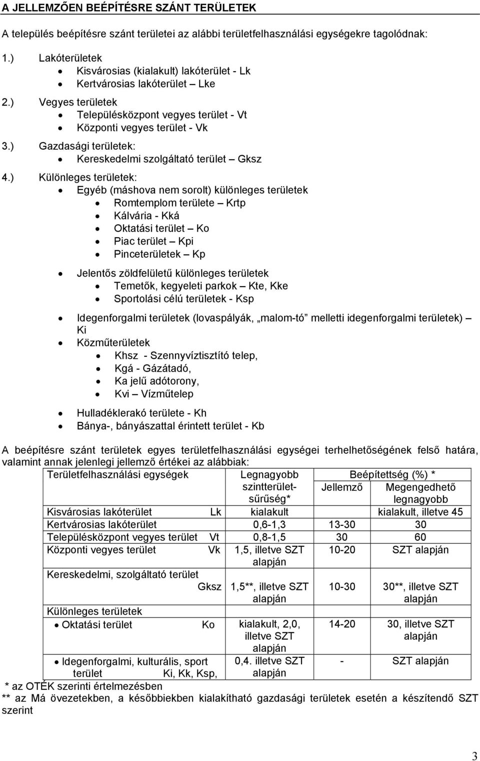 ) Gazdasági területek: Kereskedelmi szolgáltató terület Gksz 4.