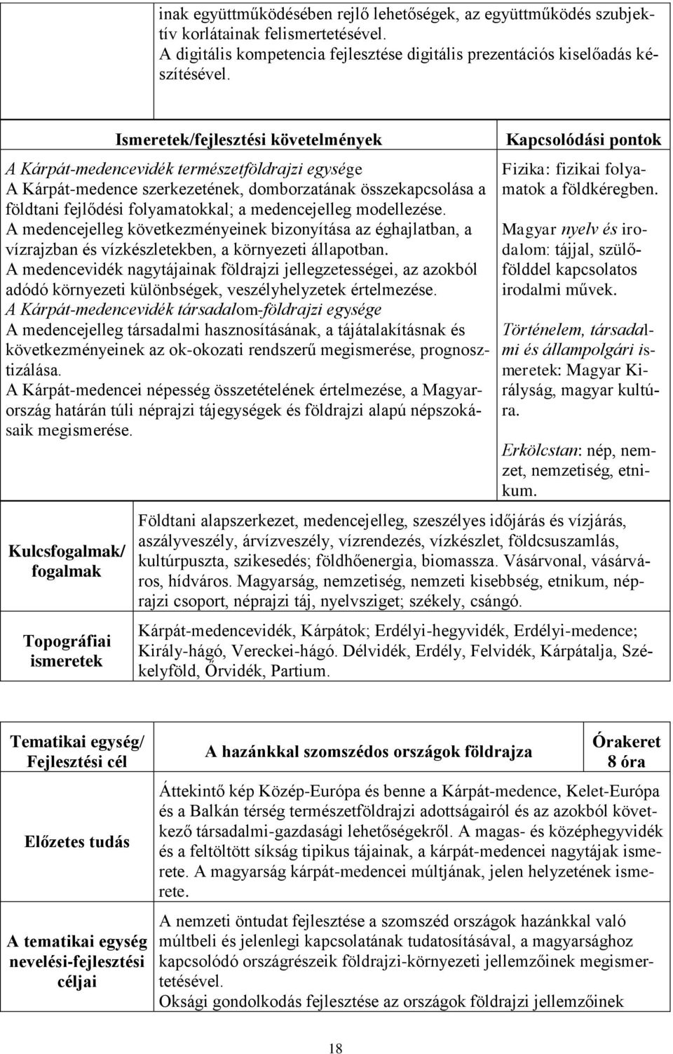 A medencejelleg következményeinek bizonyítása az éghajlatban, a vízrajzban és vízkészletekben, a környezeti állapotban.