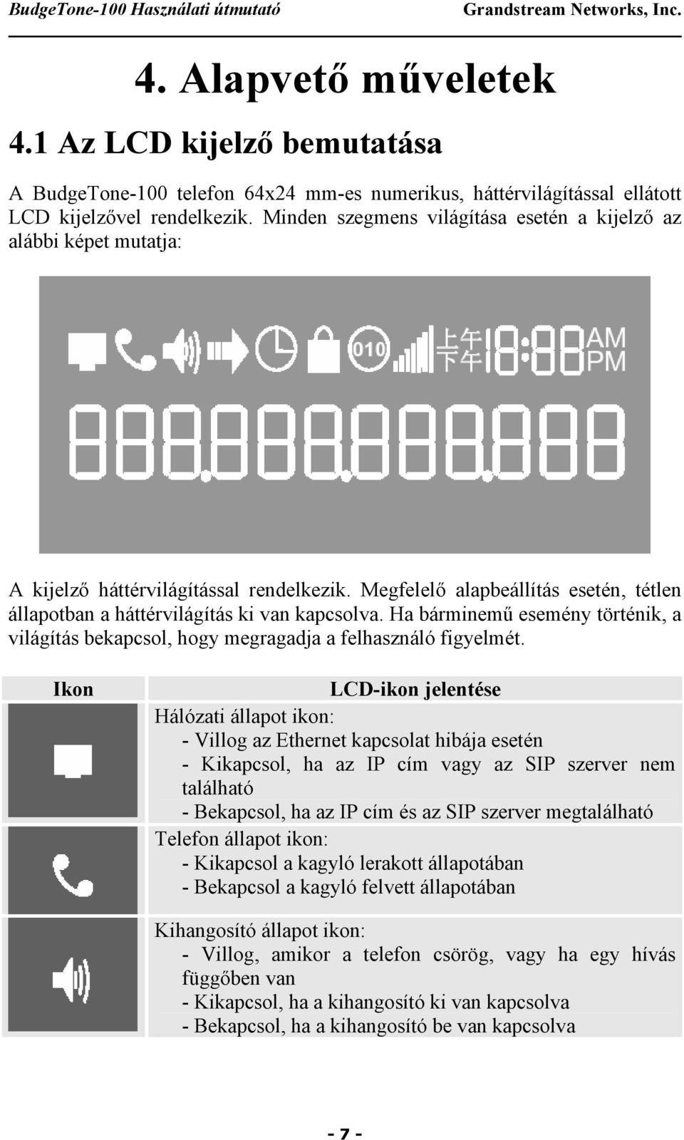 Ha bárminemű esemény történik, a világítás bekapcsol, hogy megragadja a felhasználó figyelmét.