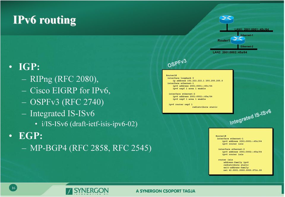 255.255.0 interface ethernet-1 ipv6 address 2001:0001::45c/64 ipv6 ospf 1 area 1 enable interface ethernet-2 ipv6 address 2001:0002::45a/64 ipv6 ospf 1 area 1 enable ipv6 router ospf 1