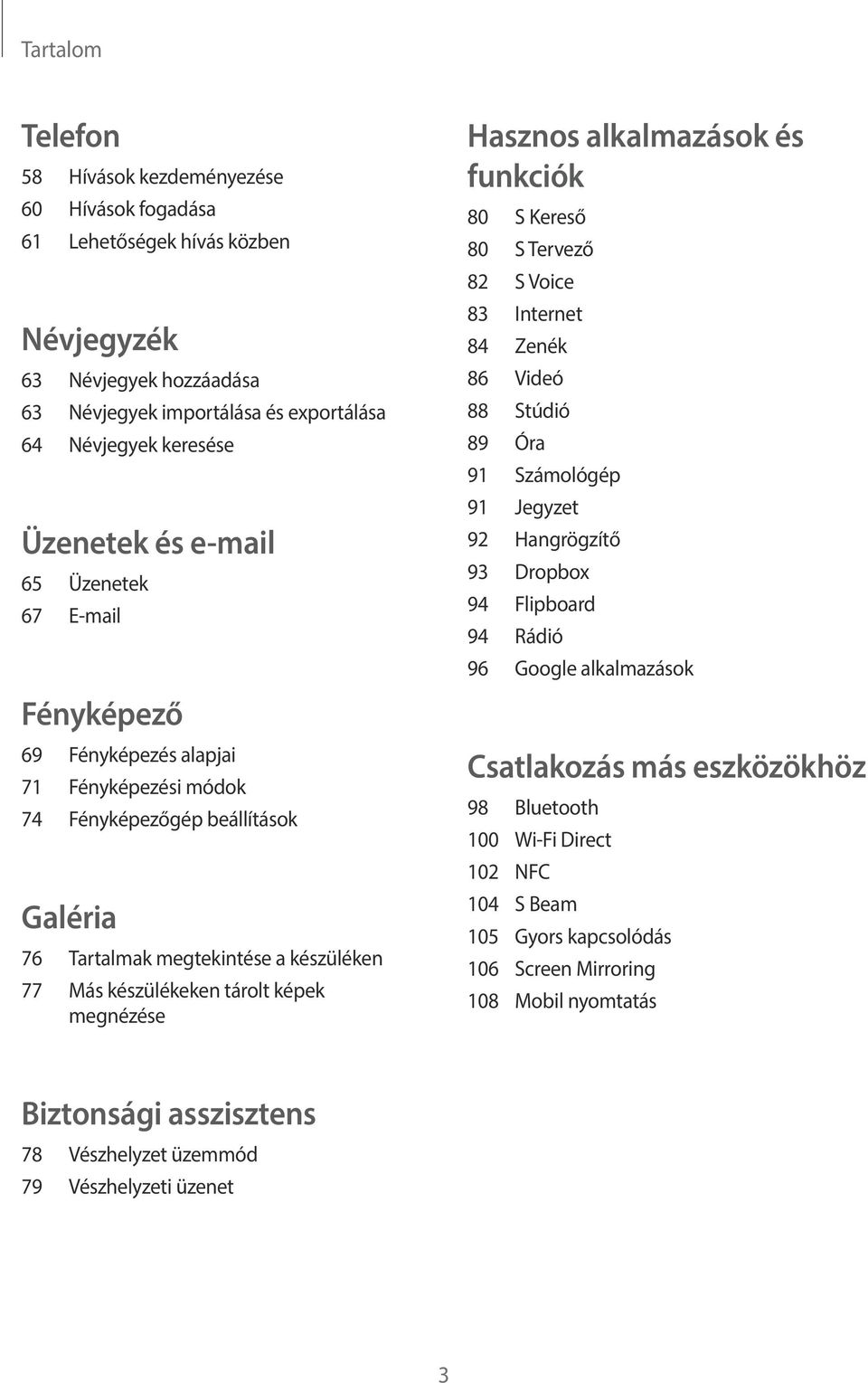 megnézése Hasznos alkalmazások és funkciók 80 S Kereső 80 S Tervező 82 S Voice 83 Internet 84 Zenék 86 Videó 88 Stúdió 89 Óra 91 Számológép 91 Jegyzet 92 Hangrögzítő 93 Dropbox 94 Flipboard 94 Rádió
