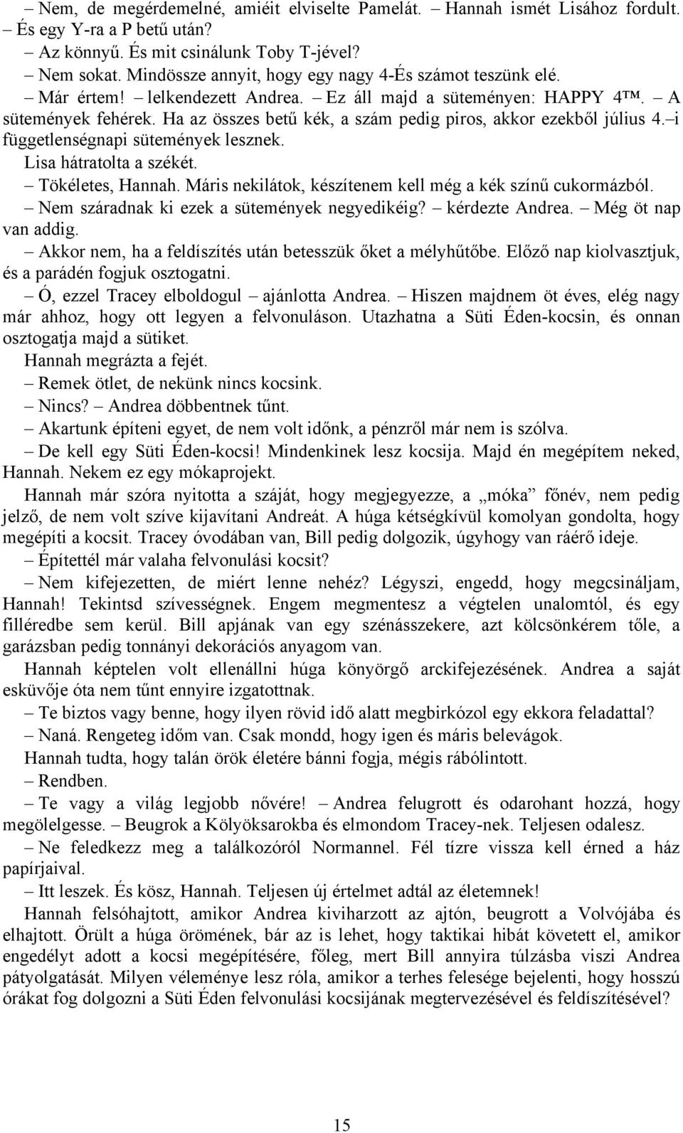 Ha az összes betű kék, a szám pedig piros, akkor ezekből július 4. i függetlenségnapi sütemények lesznek. Lisa hátratolta a székét. Tökéletes, Hannah.