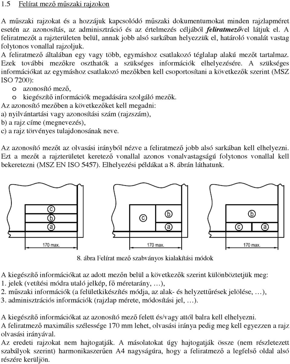 A feliratmező általában egy vagy több, egymáshoz csatlakozó téglalap alakú mezőt tartalmaz. Ezek további mezőkre oszthatók a szükséges információk elhelyezésére.