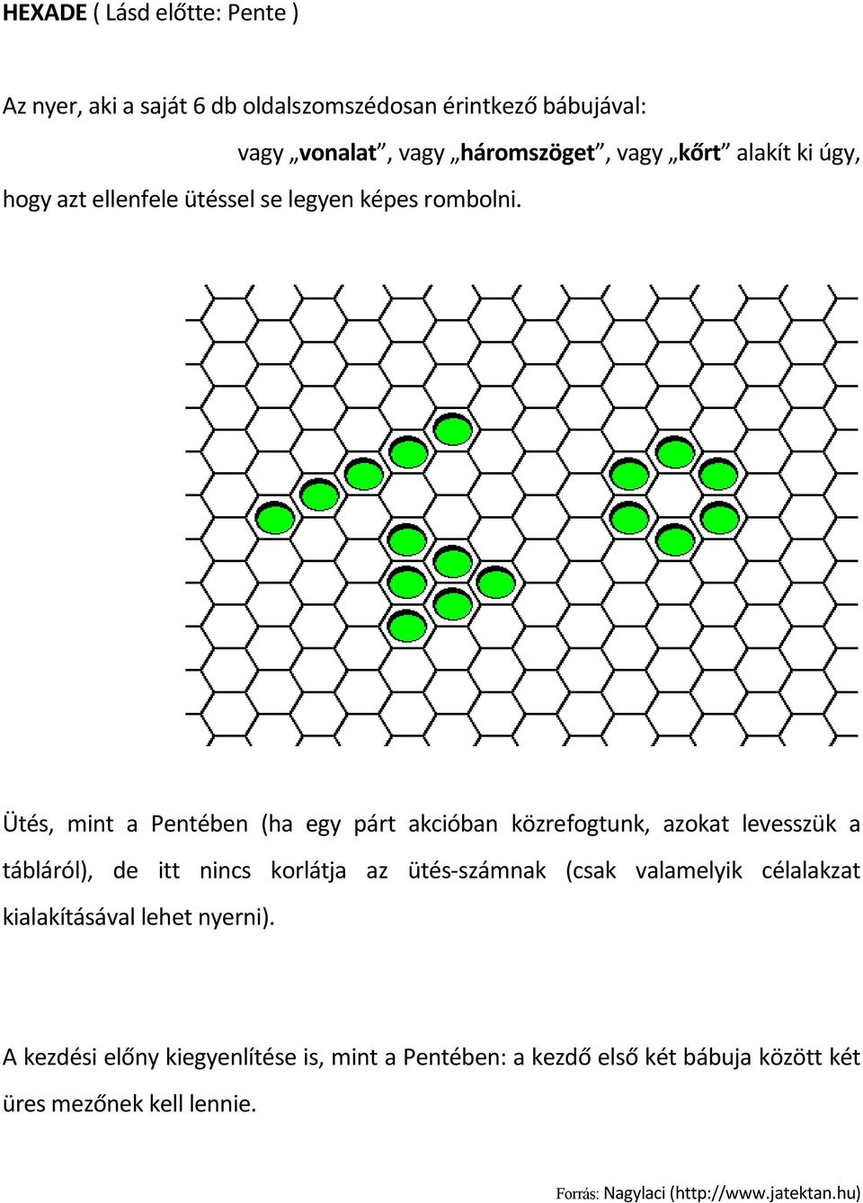 Ütés, mint a Pentében (ha egy párt akcióban közrefogtunk, azokat levesszük a tábláról), de itt nincs korlátja az