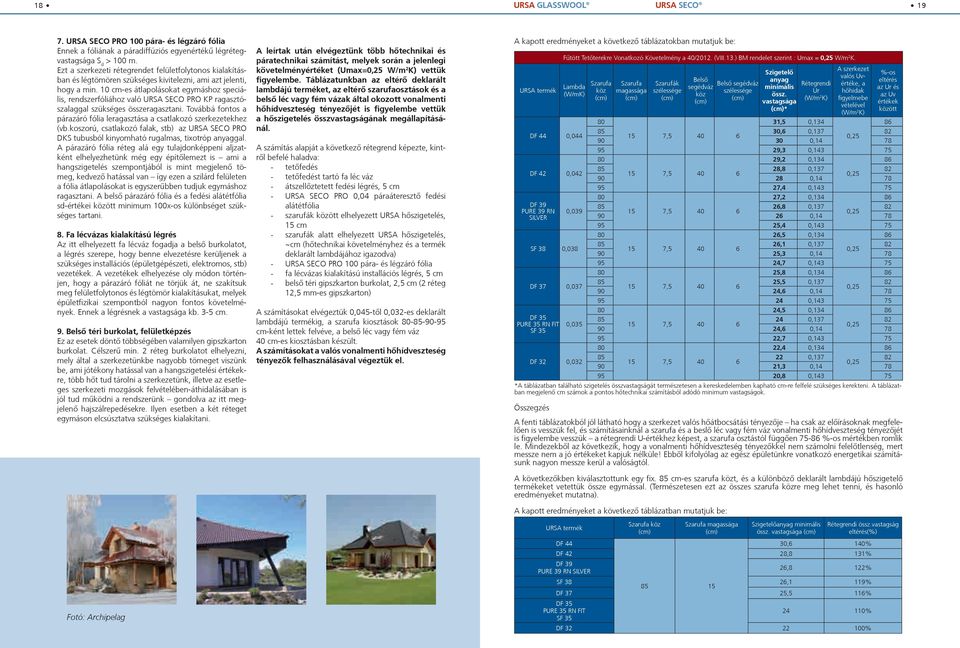 10 cm-es átlapolásokat egymáshoz speciális, rendszerfóliához való URSA SECO PRO KP ragasztószalaggal szükséges összeragasztani.