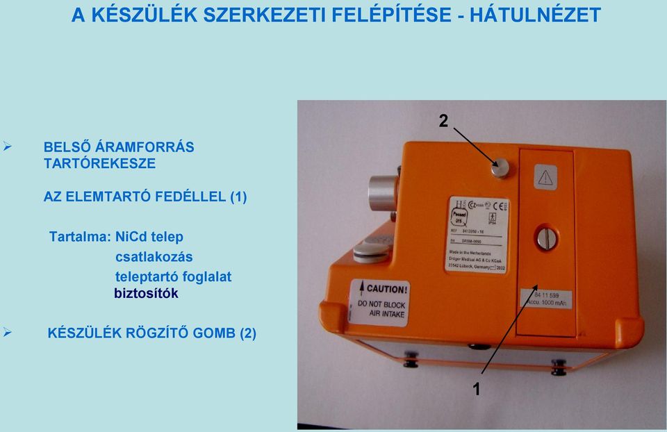 FEDÉLLEL (1) Tartalma: NiCd telep csatlakozás