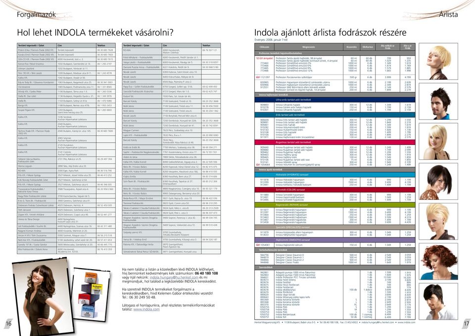 Területi képviselő 06 30 683 7603 SZA-CO Kft. / Pannon-Trade 2002 Kft. 6000 Kecskemét, Izzó u. 2. 06 30 683 7615 Kence-Fice / Nóvé Krisztina 1032 Budapest, Szentendrei út 14.