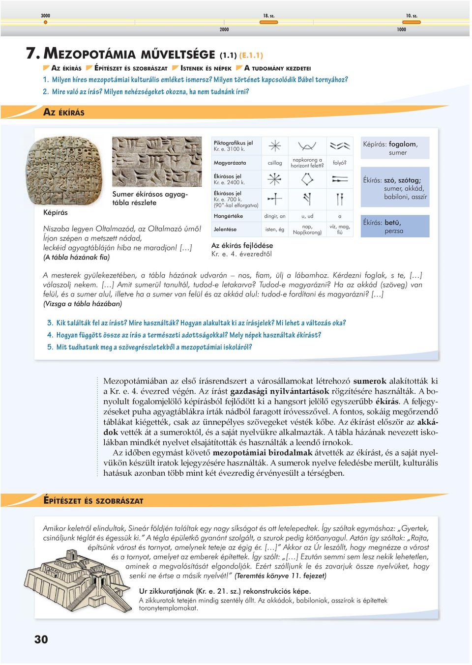 az ékírás Képírás Sumer ékírásos agyagtábla részlete Niszaba legyen Oltalmazód, az Oltalmazó úrnõ! Írjon szépen a metszett nádad, leckéid agyagtábláján hiba ne maradjon!