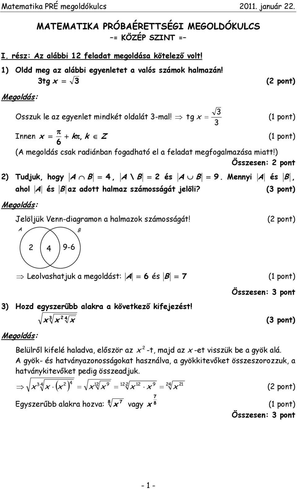 MATEMATIKA PRÓBAÉRETTSÉGI MEGOLDÓKULCS - PDF Free Download