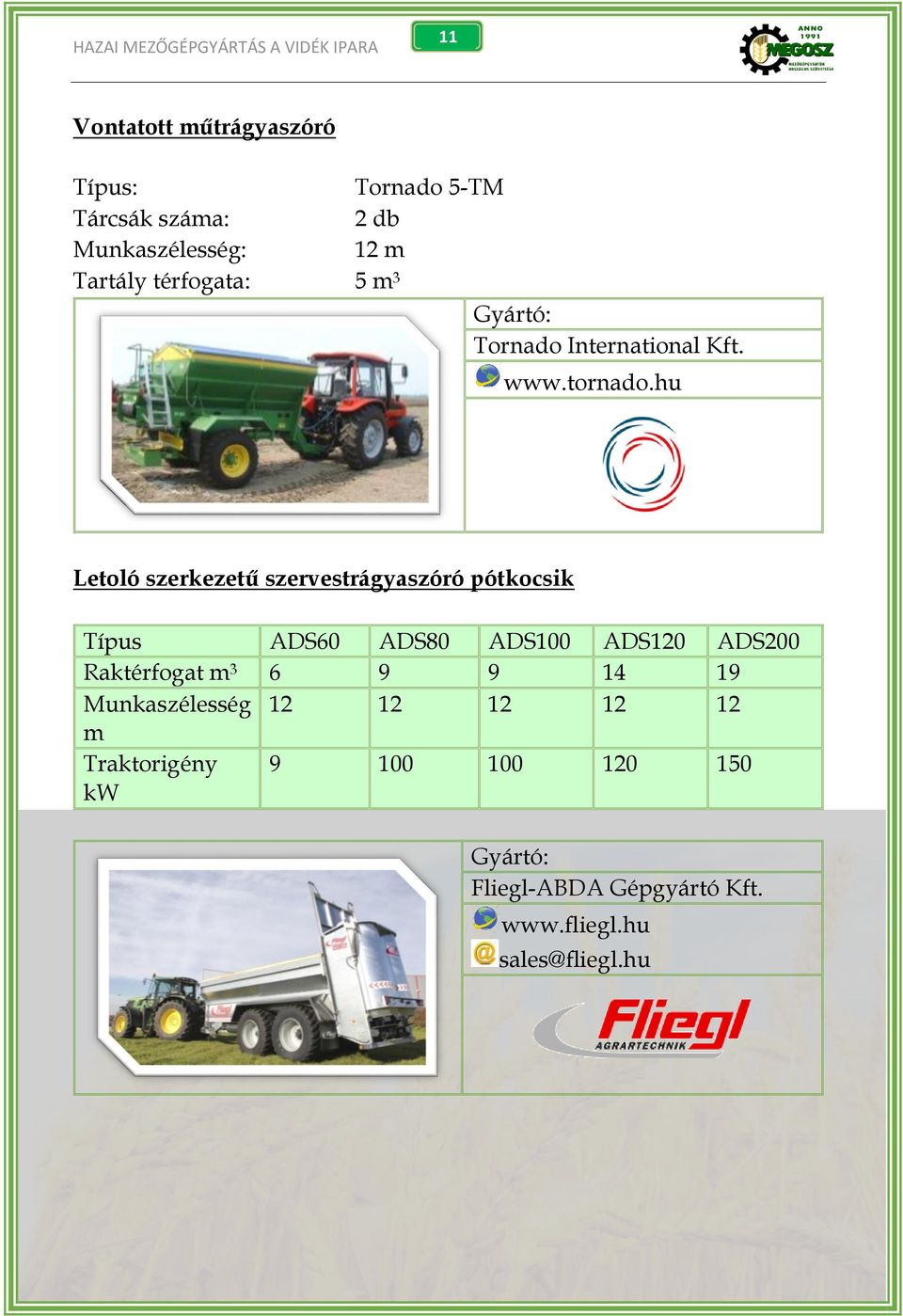 hu Letoló szerkezetű szervestrágyaszóró pótkocsik Típus ADS60 ADS80 ADS100 ADS120 ADS200