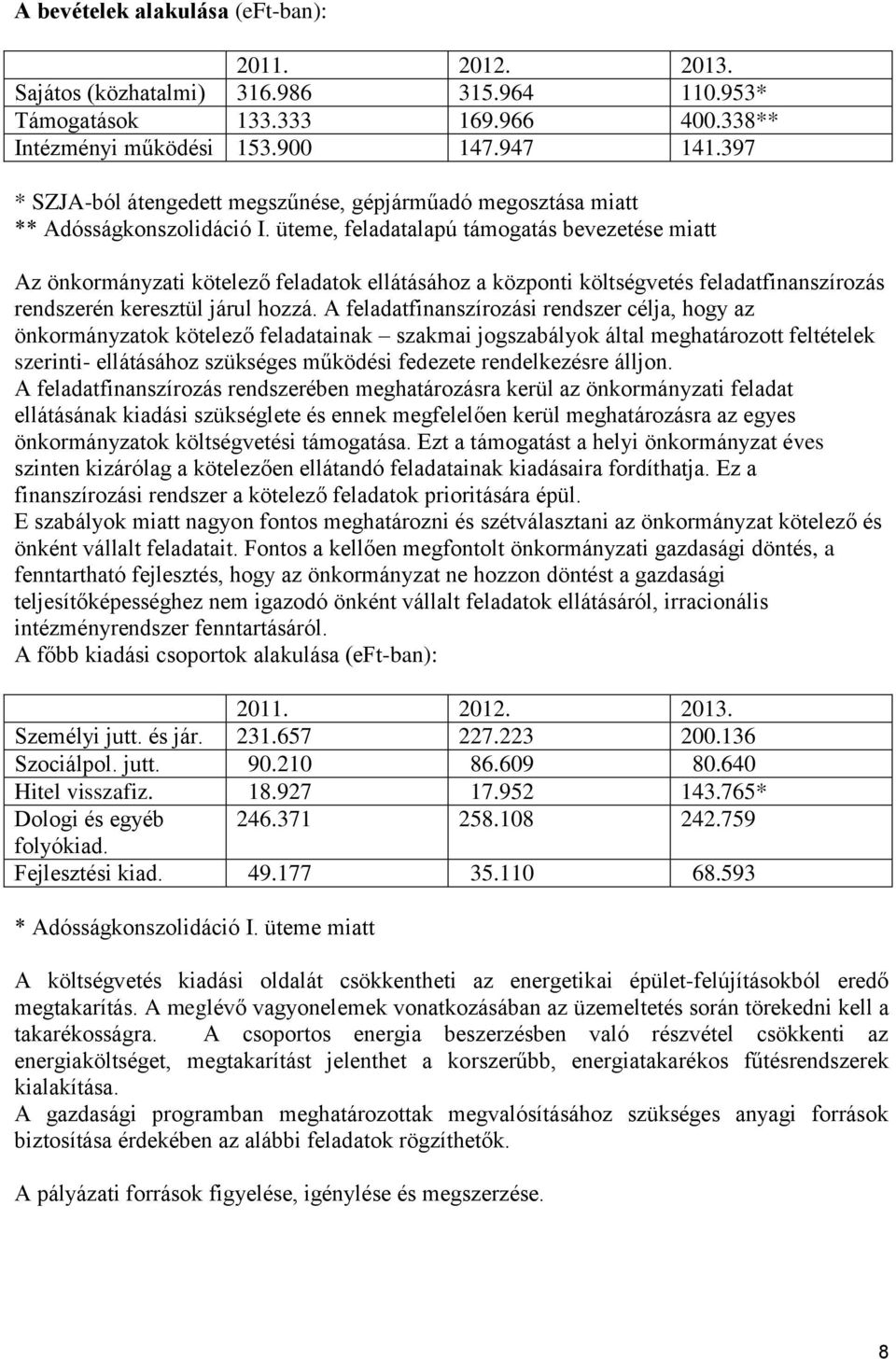 üteme, feladatalapú támogatás bevezetése miatt Az önkormányzati kötelező feladatok ellátásához a központi költségvetés feladatfinanszírozás rendszerén keresztül járul hozzá.