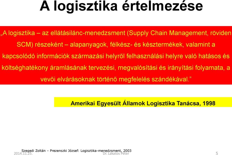 költséghatékony áramlásának tervezési, megvalósítási és irányítási folyamata, a vevői elvárásoknak történő megfelelés szándékával.
