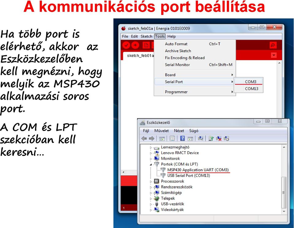 megnézni, hogy melyik az MSP430 alkalmazási