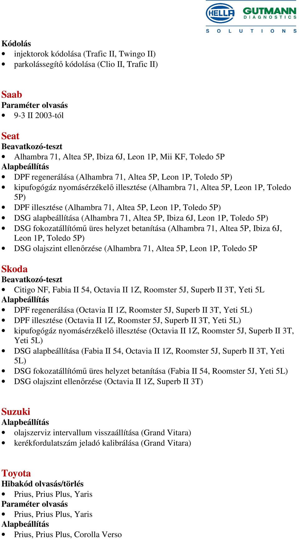 alapbeállítása (Alhambra 71, Altea 5P, Ibiza 6J, Leon 1P, Toledo 5P) DSG fokozatállítómű üres helyzet betanítása (Alhambra 71, Altea 5P, Ibiza 6J, Leon 1P, Toledo 5P) DSG olajszint ellenőrzése