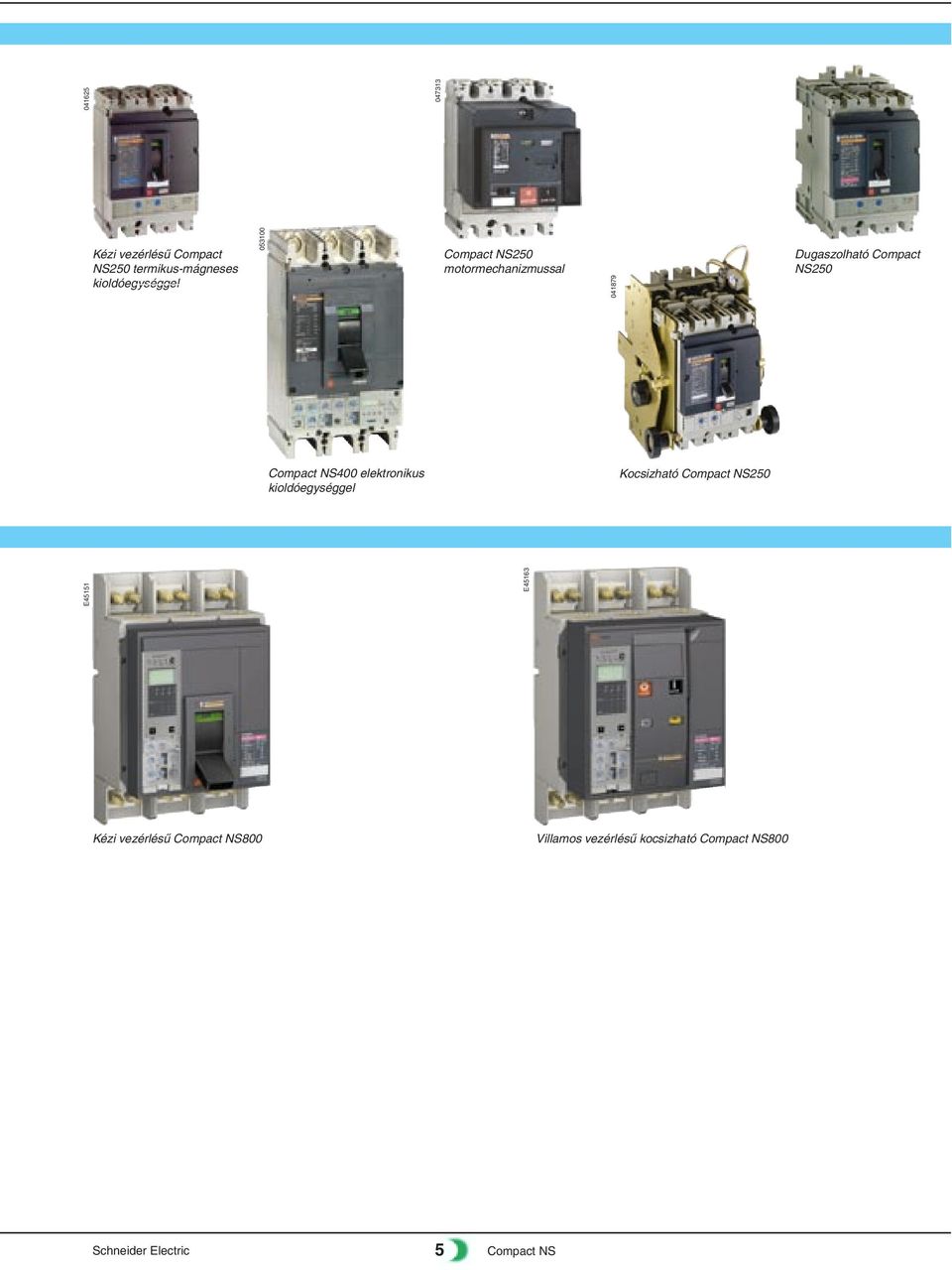 elektronikus kioldóegységgel Kocsizható Compact NS250 E45151 E45163 Kézi vezérlésû