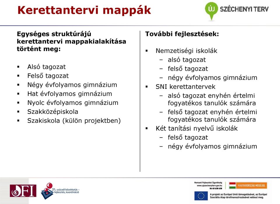 Nemzetiségi iskolák alsó tagozat felső tagozat négy évfolyamos gimnázium SNI kerettantervek alsó tagozat enyhén értelmi fogyatékos