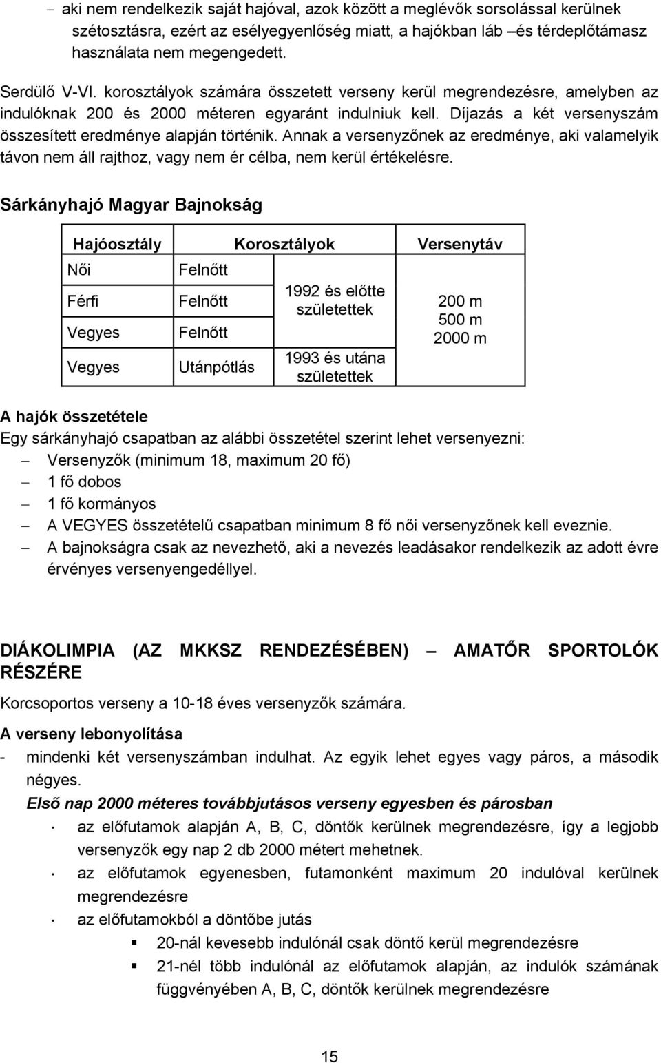 Díjazás a két versenyszám összesített eredménye alapján történik. Annak a versenyzőnek az eredménye, aki valamelyik távon nem áll rajthoz, vagy nem ér célba, nem kerül értékelésre.