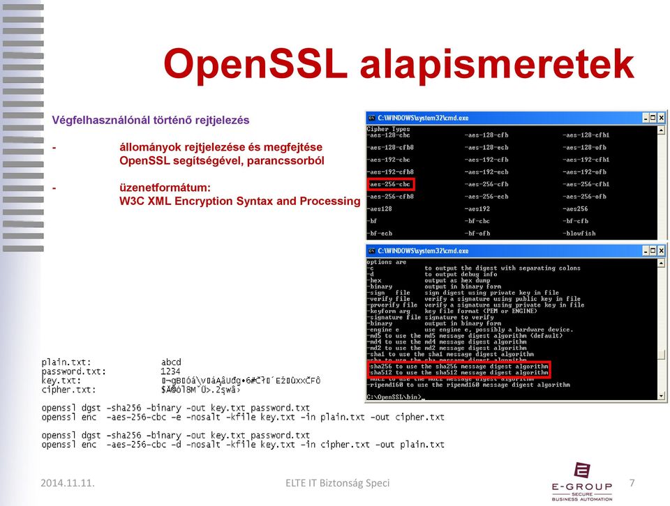 OpenSSL segítségével, parancssorból - üzenetformátum: W3C