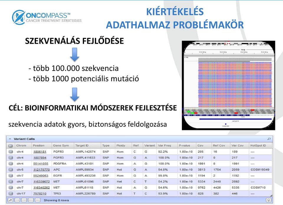 000 szekvencia - több 1000 potenciális mutáció Adathalmaz