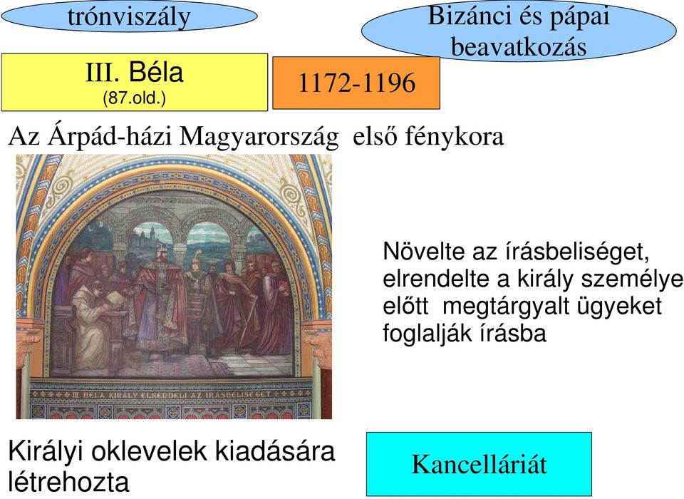 pápai beavatkozás Növelte az írásbeliséget, elrendelte a király