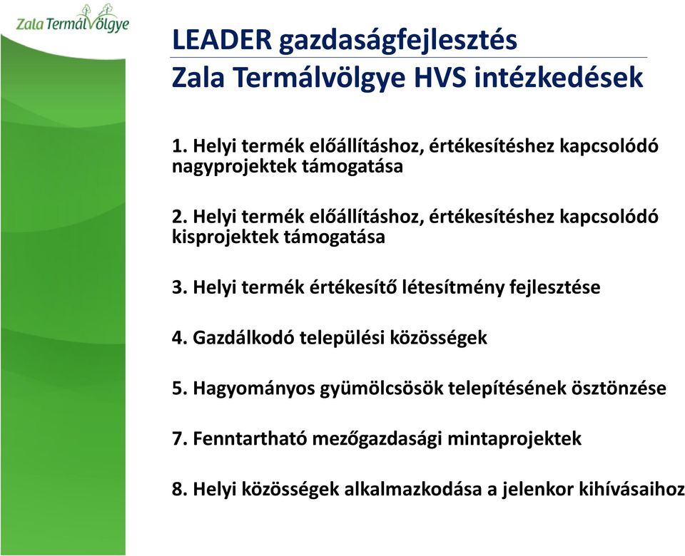 Helyi termék előállításhoz, értékesítéshez kapcsolódó kisprojektek támogatása 3.