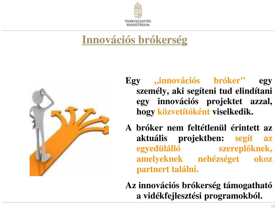 A bróker nem feltétlenül érintett az aktuális projektben: segít az egyedülálló