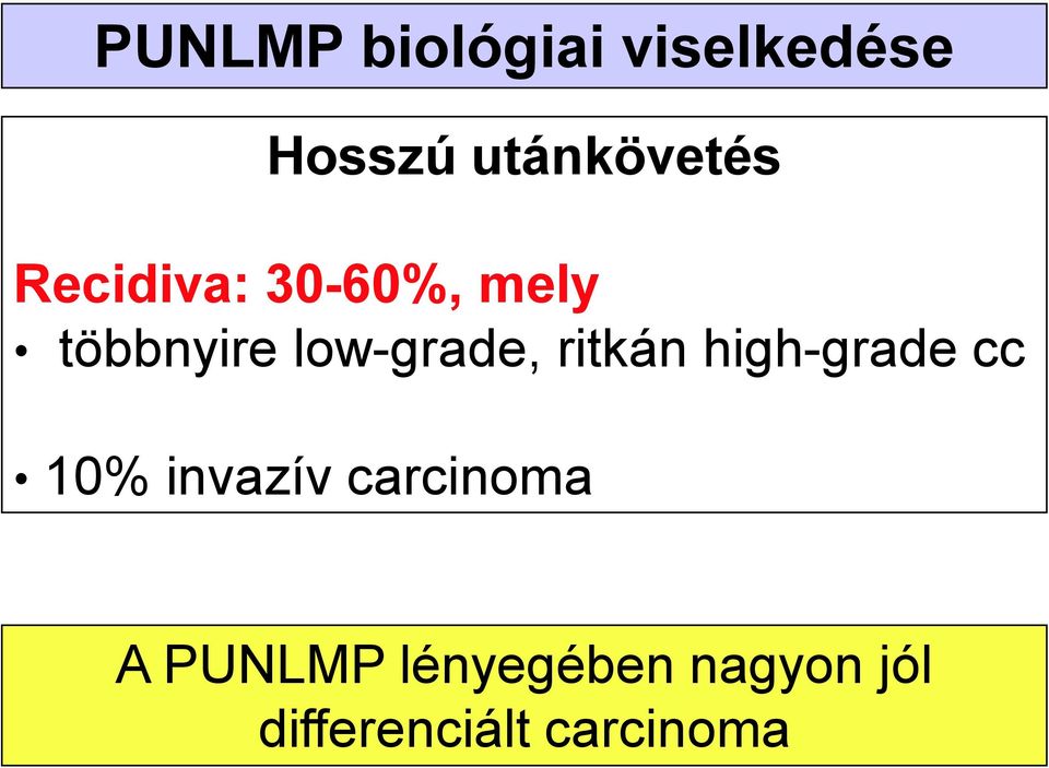 ritkán high-grade cc 10% invazív carcinoma A