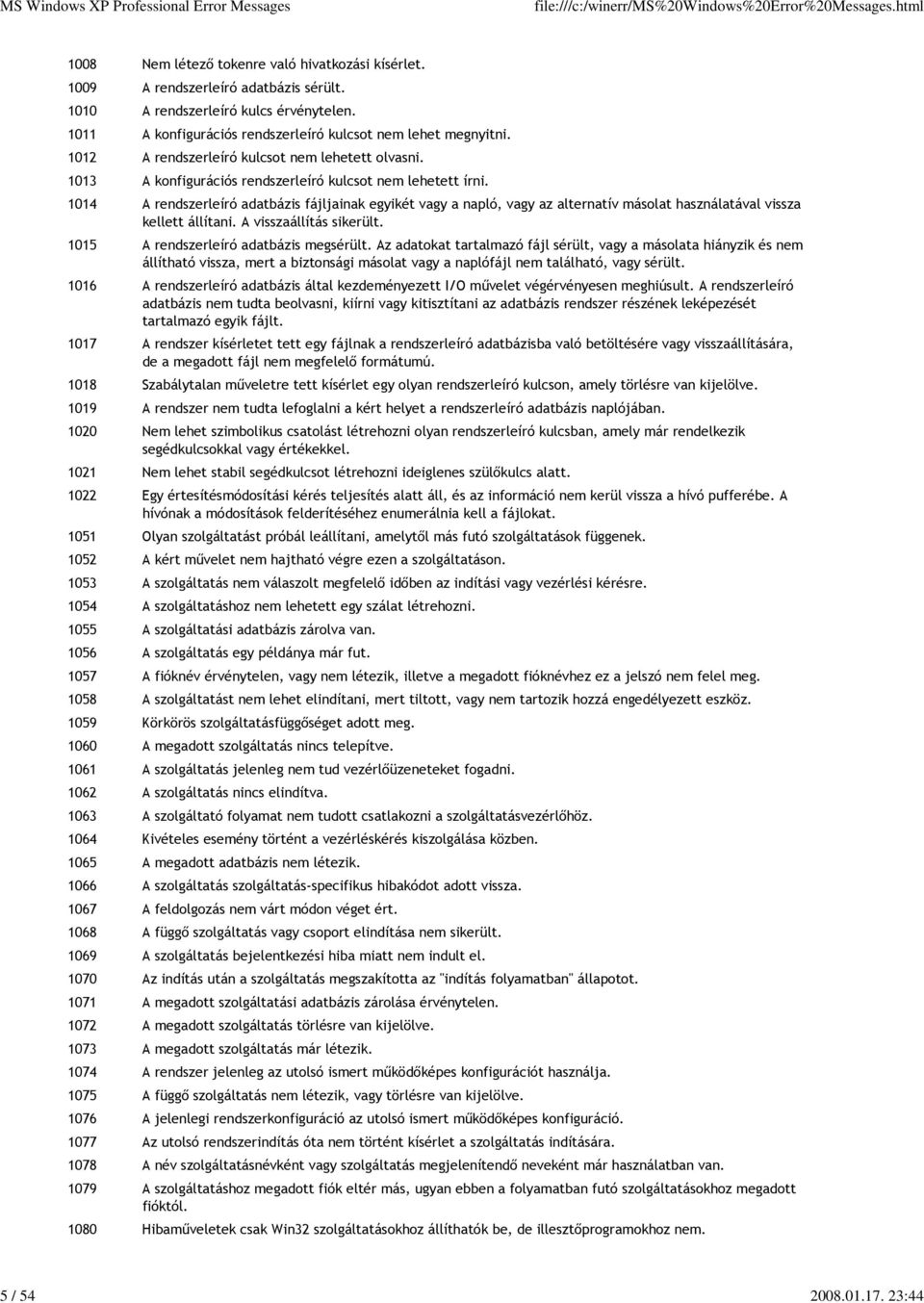 1014 A rendszerleíró adatbázis fájljainak egyikét vagy a napló, vagy az alternatív másolat használatával vissza kellett állítani. A visszaállítás sikerült. 1015 A rendszerleíró adatbázis megsérült.