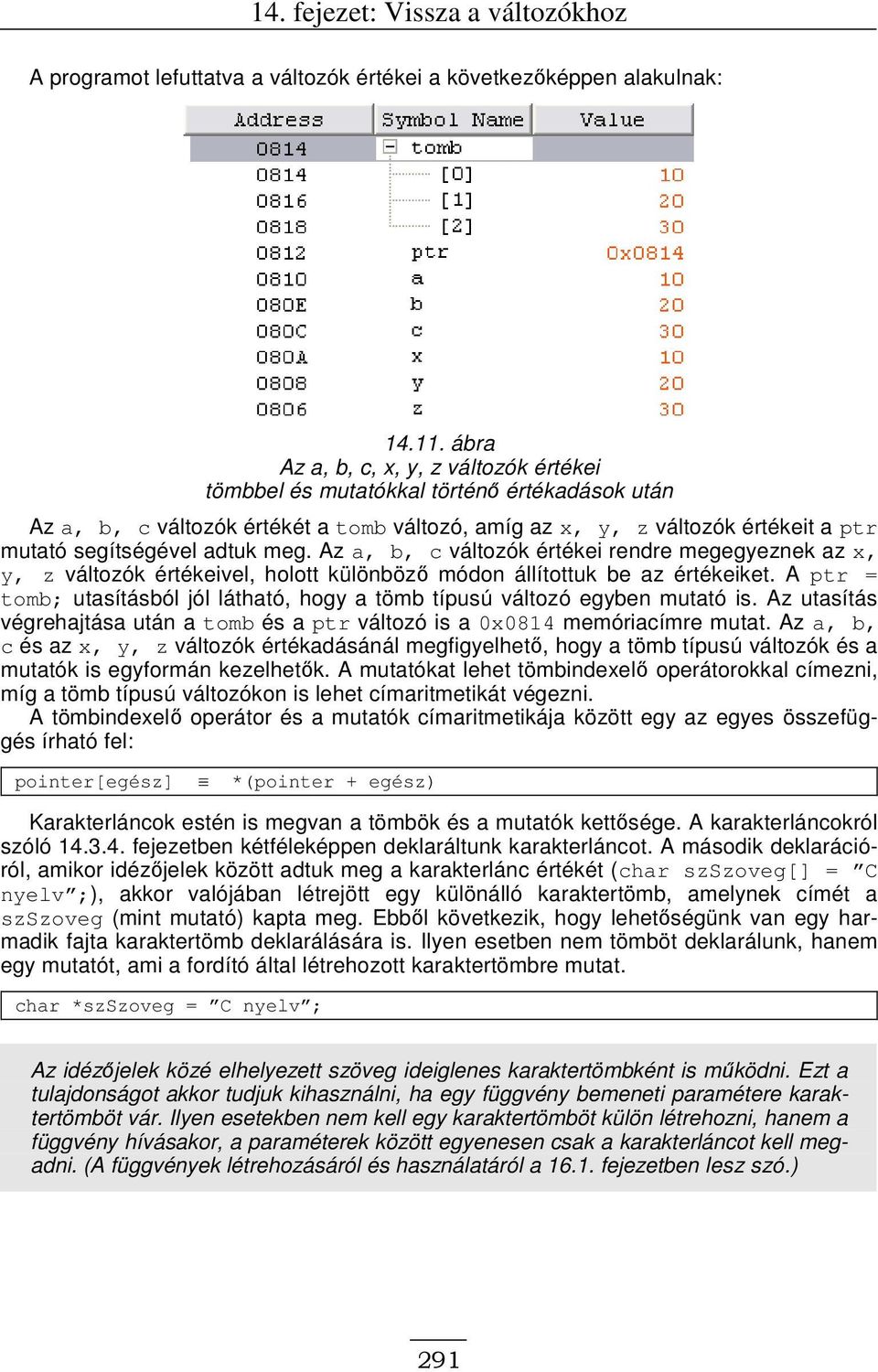 meg. Az a, b, c változók értékei rendre megegyeznek az x, y, z változók értékeivel, holott különbözı módon állítottuk be az értékeiket.