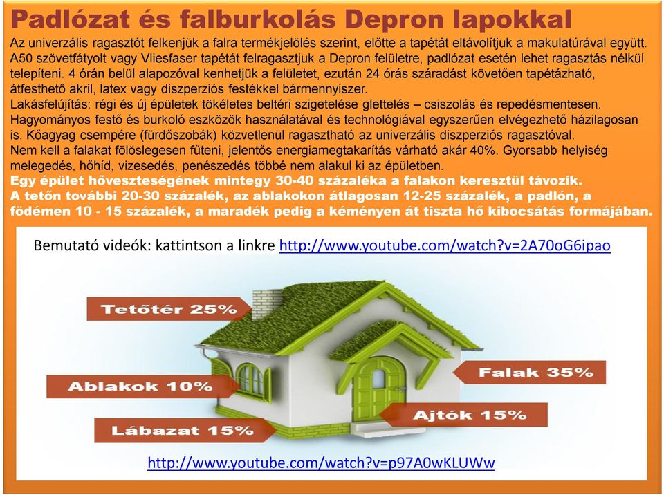 4 órán belül alapozóval kenhetjük a felületet, ezután 24 órás száradást követően tapétázható, átfesthető akril, latex vagy diszperziós festékkel bármennyiszer.